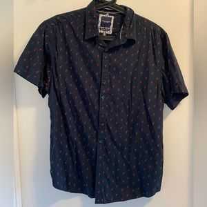 Nice denim & flower flamingo patterned shirt.